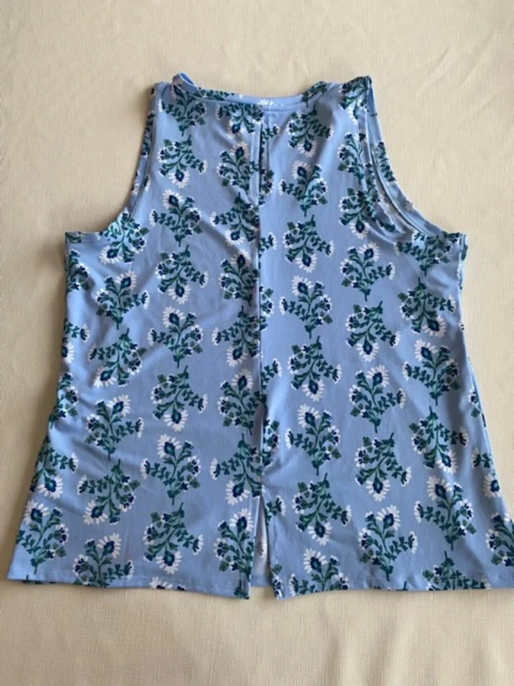 Chaus New York Woman's Floral Top Size L Blue Sleeveless Coastal Modern - Picture 3 of 4